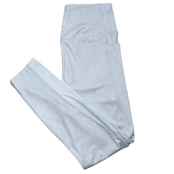 Gottex Gray Striped 7/8 High Waist Leggings Striped Women's Medium - Picture 2 of 5